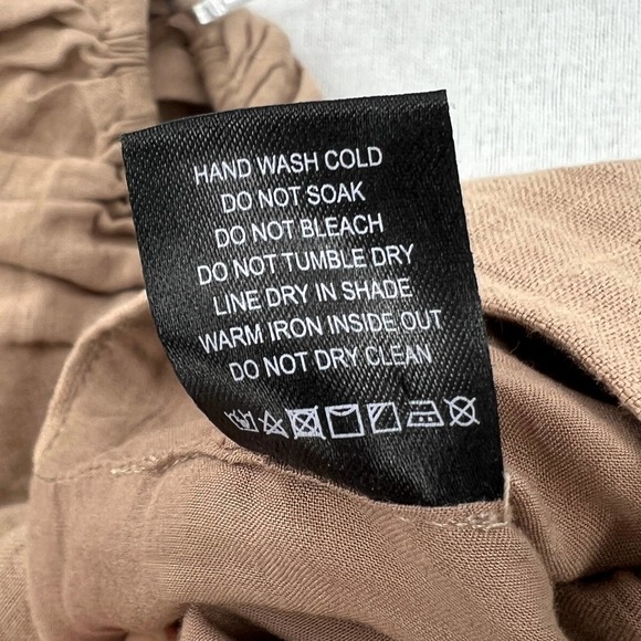 MAJORELLE Conway Top Shirt Womens XS Brown Linen Puff Sleeve Tie Front Crop - Picture 8 of 8